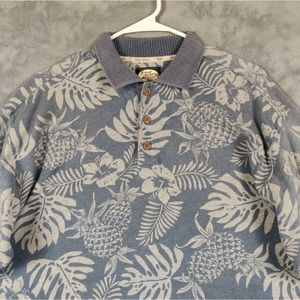 Tommy Bahama Men’s Big&Tall (Small) Gray Marlin Floral Hawaiian Golf Polo
